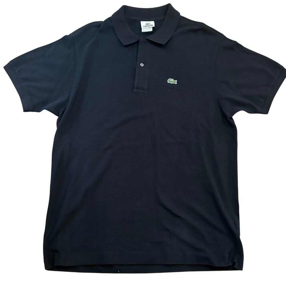 Lacoste Men's Black Knit Polo Golf Shirt Short Sleeve Size 7 XXL